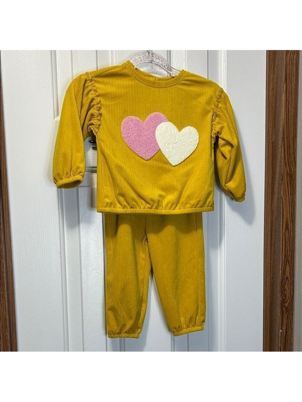 Old Navy Cozy Yellow Corduroy Set with Heart Detail NWT